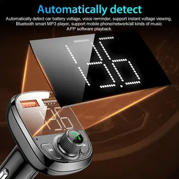 

USB Car Charger with FM Transmitter Bluetooth Handsfree HUAWEI in Charger car FM Modulator Xiaomi For iPhone Phone T8H6
