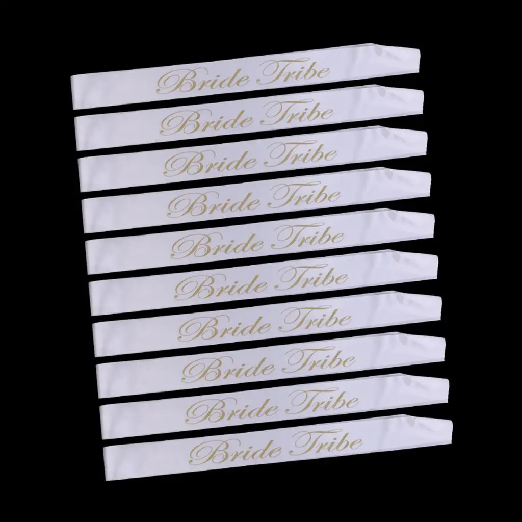 Set Of 10pcs White And Gold Bride Tribe Sash Hen Bachelorette Fun Party Wedding Bachelorette Party Supplies 78x10cm