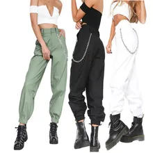 ^#Cheap Punk Women's Cargo Trousers Pants Casual Loose Long Sports Hiking Streetwear Pants With Chain Hip Hop Harem Dance Pants ^#Cheap Punk Women's Cargo Trousers Pants Casual Loose Long Sports Hiking Streetwear Pants With Chain Hip Hop Harem Dance Pants