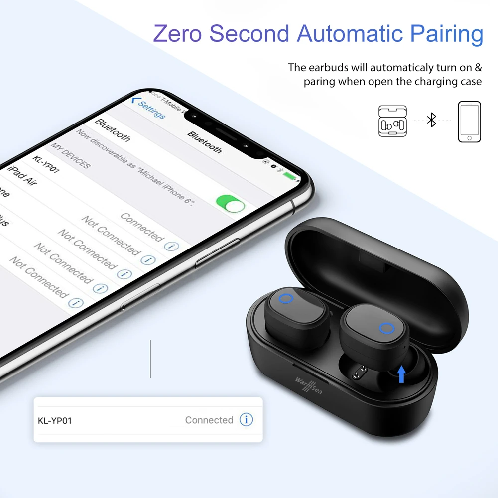 Беспроводные наушники вкладыши Bluetooth TWS 5 0 Спортивная гарнитура с микрофоном для