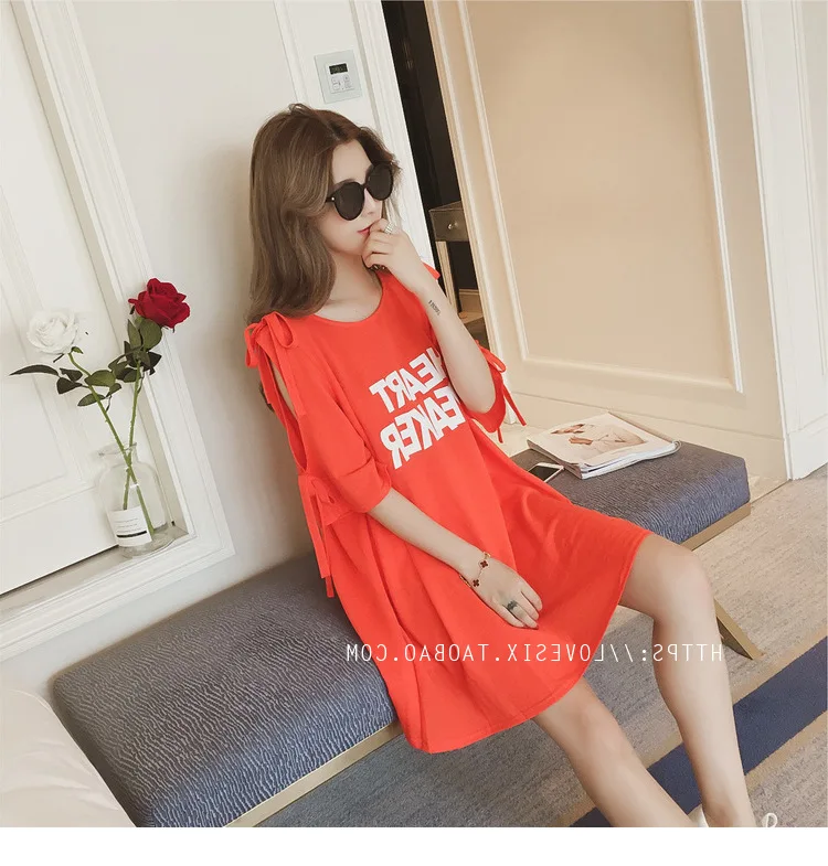 Summer Sexy off-Shoulder Nightgown Women's New Style Short Sleeve Short Skirt Lettered Pajamas Women's Summer-Outer Wear Tracksu