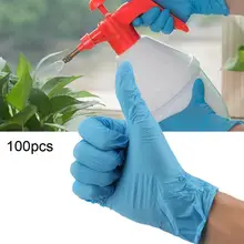 100 шт одноразовые нитриловые перчатки без порошка без косточек для пищевой медицины синие
