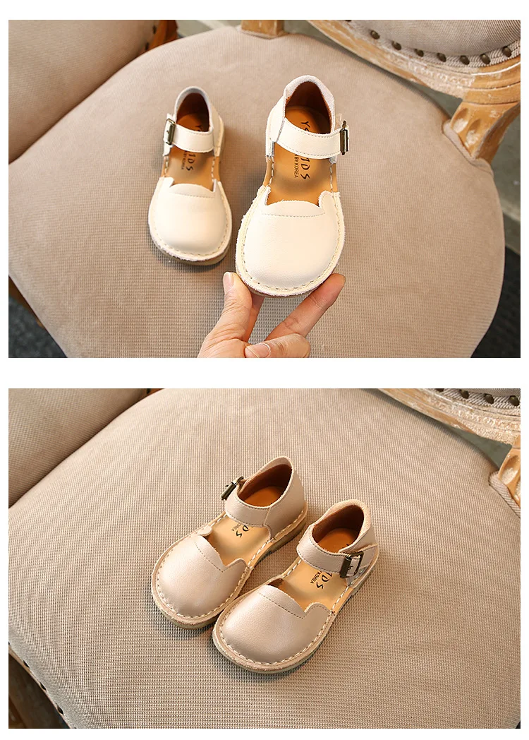 Meninas do Bebê Sapatos de Couro Sapatos da Criança Primavera Novas Genuíno Crianças Princesa Apartamentos Bege Marca Doce Sapatos Macios Mary Jane 7 High Quality Mamãe e Bebê