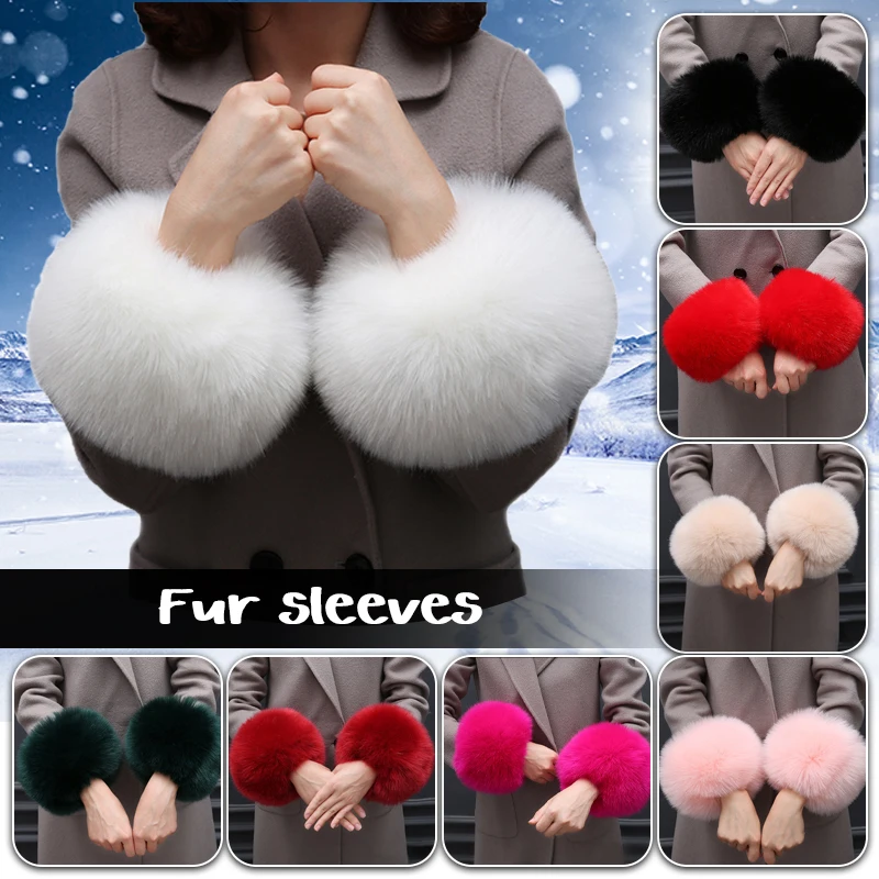 Faux Fox Fur Cuff Warmer Faux Fur Wrist Warmers Faux Fur Sleeve