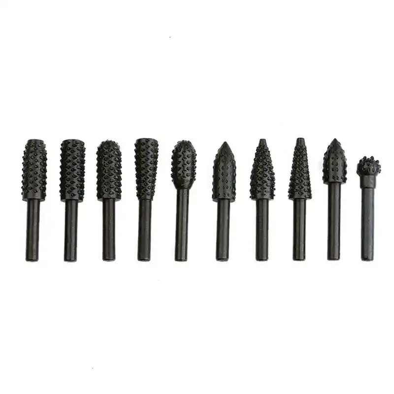 

10Pcs 1/4 Inch 6Mm Shank Rotary Burr Set Wood Rasp File Drill Bits Rotary Rasp Set For Woodworking