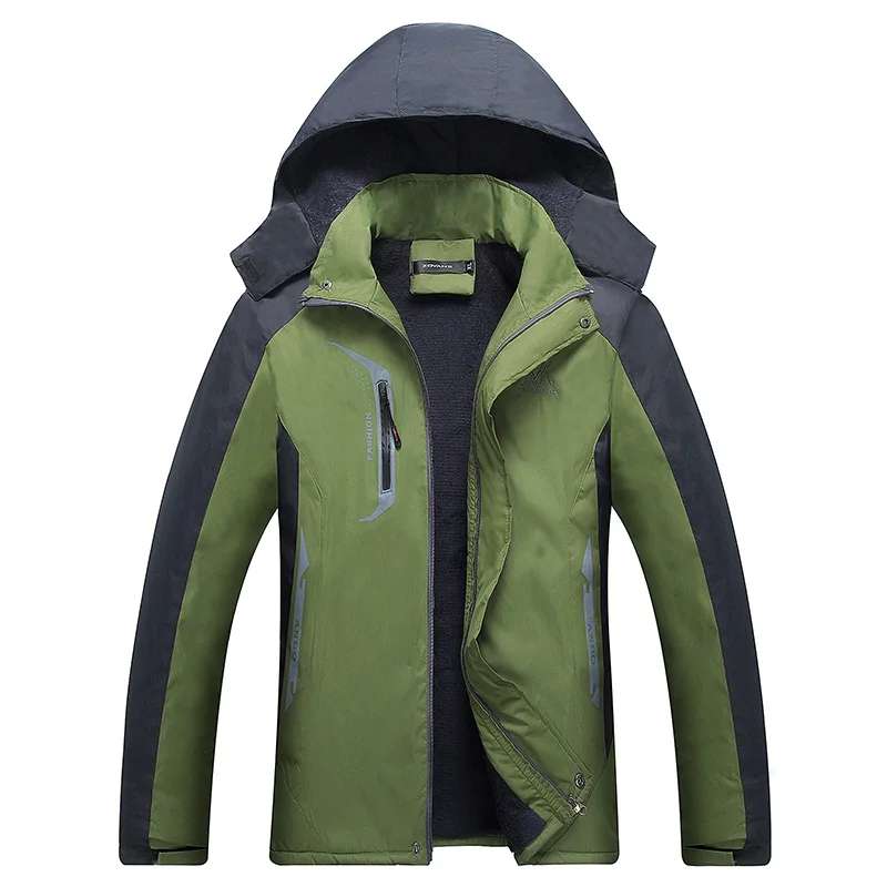 Мужская куртка осень зима уличная кашемировая куртка для кемпинга альпинистская куртка с капюшоном водонепроницаемая Теплая мужская куртка на молнии 5XL