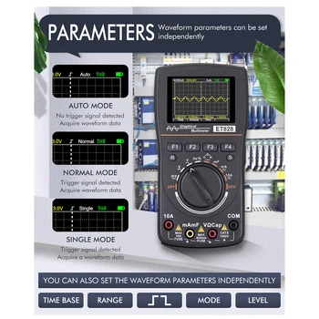 

ET828 2 in 1 High Definition Intelligent Digital Oscilloscope Multimeter 1MHz Bandwidth 2.5Msps Sampling Rate
