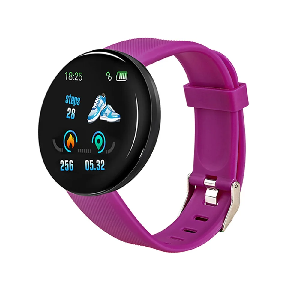 Purple D18 Bluetooth Смарт Браслет для измерения кровяного давления измерение сердечного ритма умный Браслет спортивный трекер умные часы D13 умные часы - Цвет: Purple