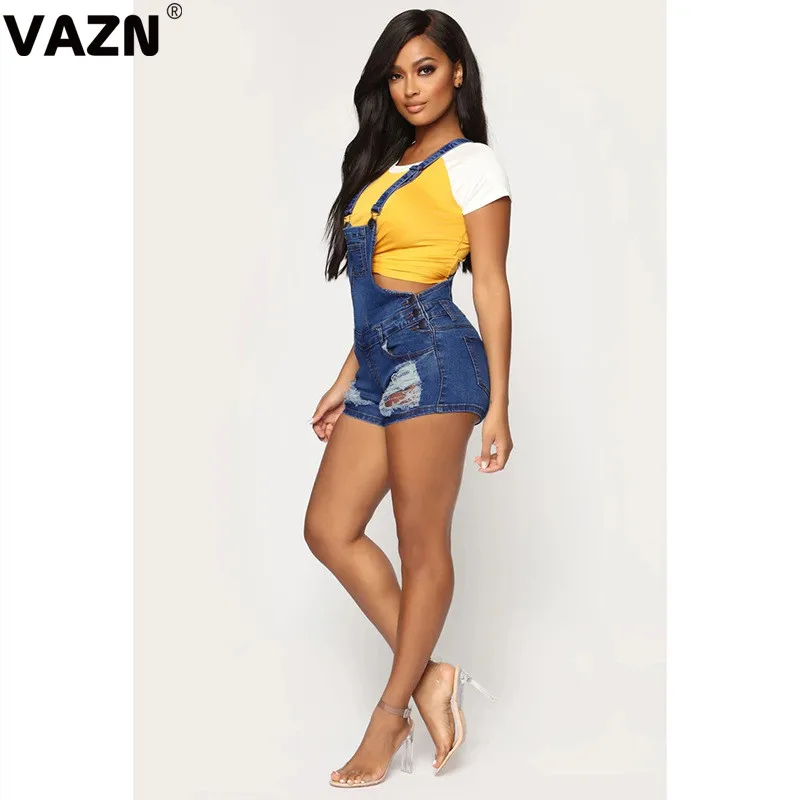 VAZN YP9013,, золотая медаль, снижение возраста, сексуальные, модные, одноцветные, дикие, Джокер, на тонких лямках, обтягивающие, женские джинсы, нагрудник, короткие штаны