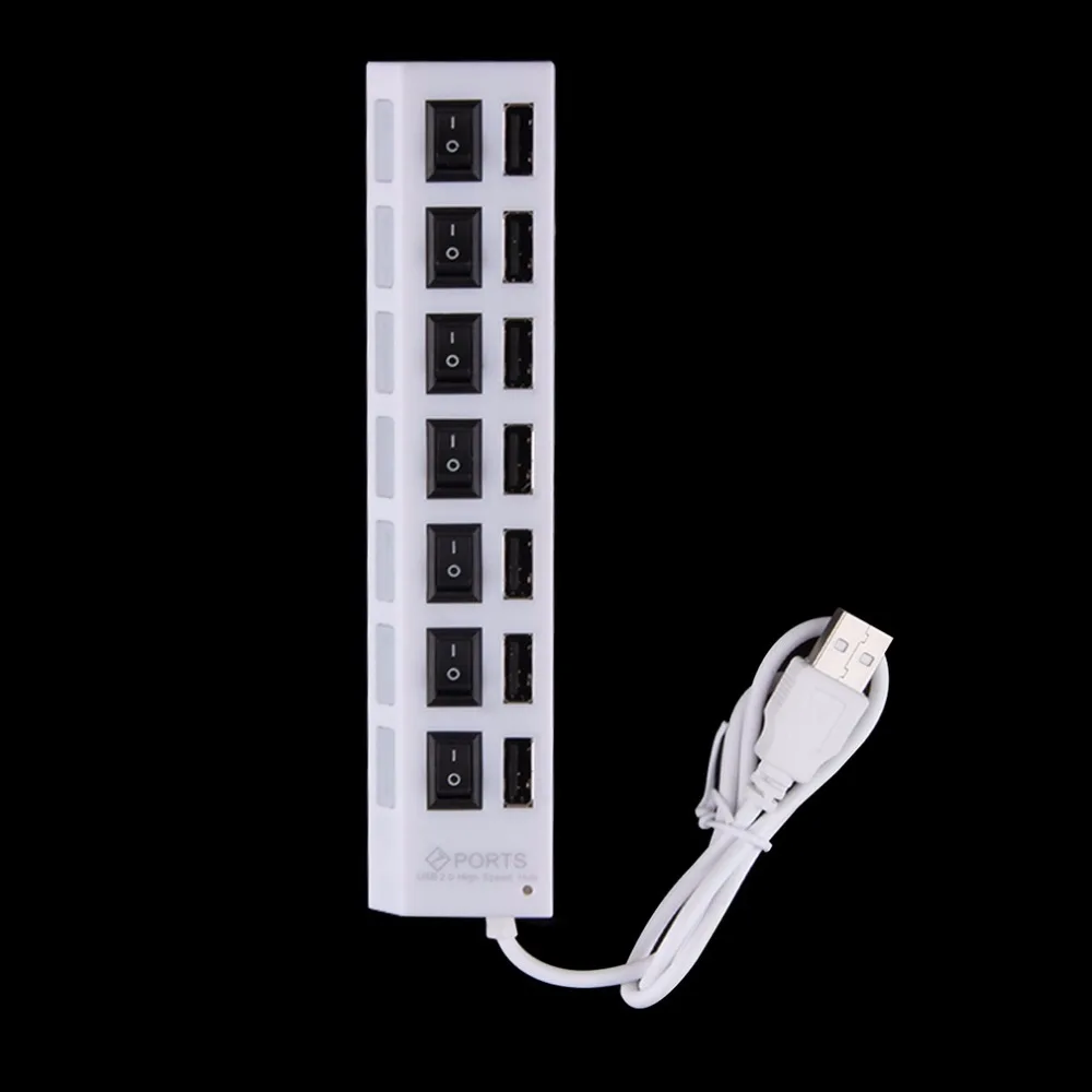 Вкл/Выкл переключатель мини 7 порт USB 2,0 High Speed концентратор Черный для ноутбука для ПК черный эргономичный дизайн