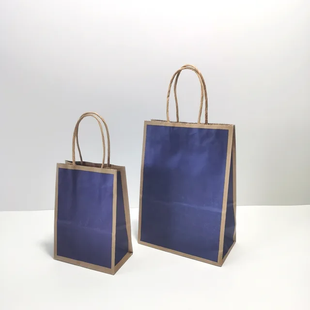 10pcs Kraft Paper Bags For Wedding Birthday Home Party Carrying Bags Takeaway Packaging Bag Shopping Bag Gift Package Bag Blue