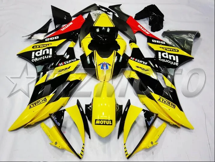 ABS полный обтекатель наборы, пригодный для YAMAHA YZF-R6 2006 2007 обтекатели комплект YZF R6 06 07 части тела впрыска желтый черный