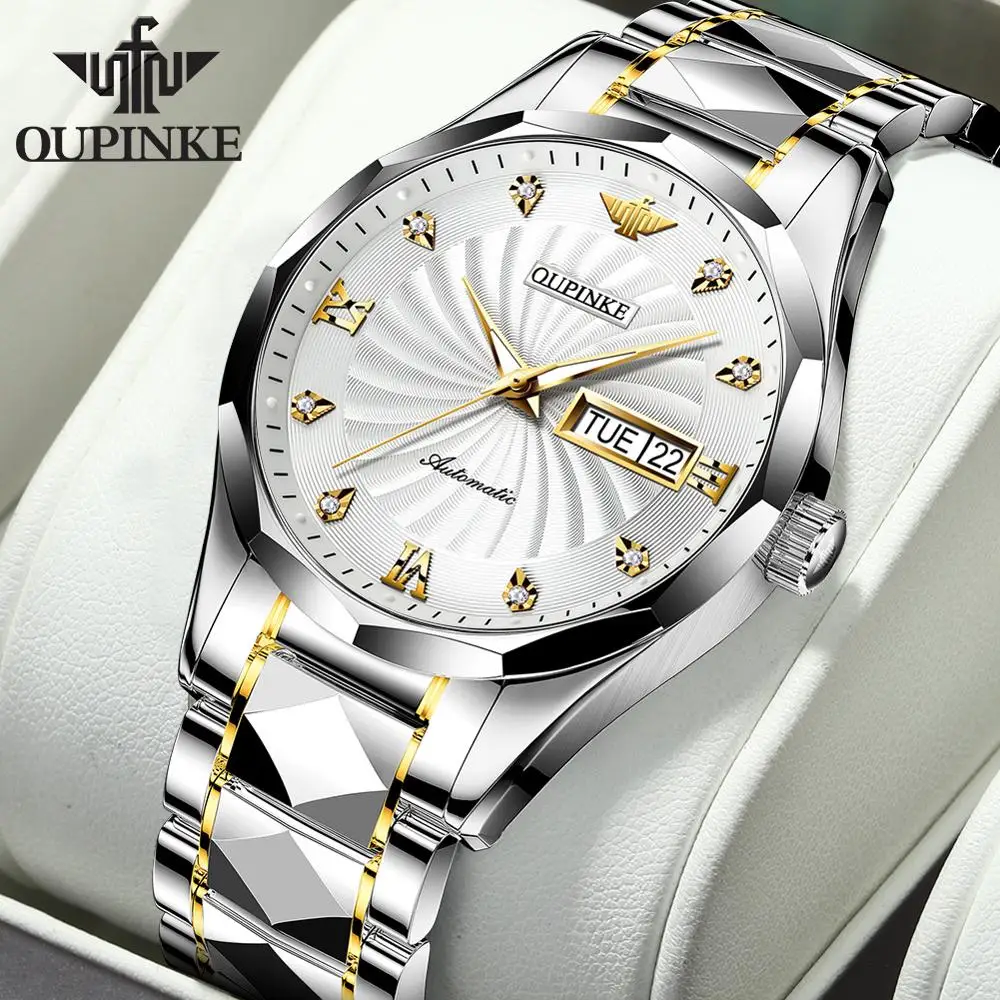 

OUPINKE Skeleton Watch Mechanical Automatic Watch Men Tourbillon Sport Clock Casual Business diamond Wrist Watch Relojes Hombre