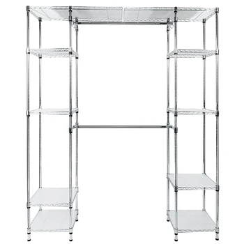 

Expandable Double-Rod Clothes Rack Closet Organizer System,Metal Hanging Storage Organizer Rack