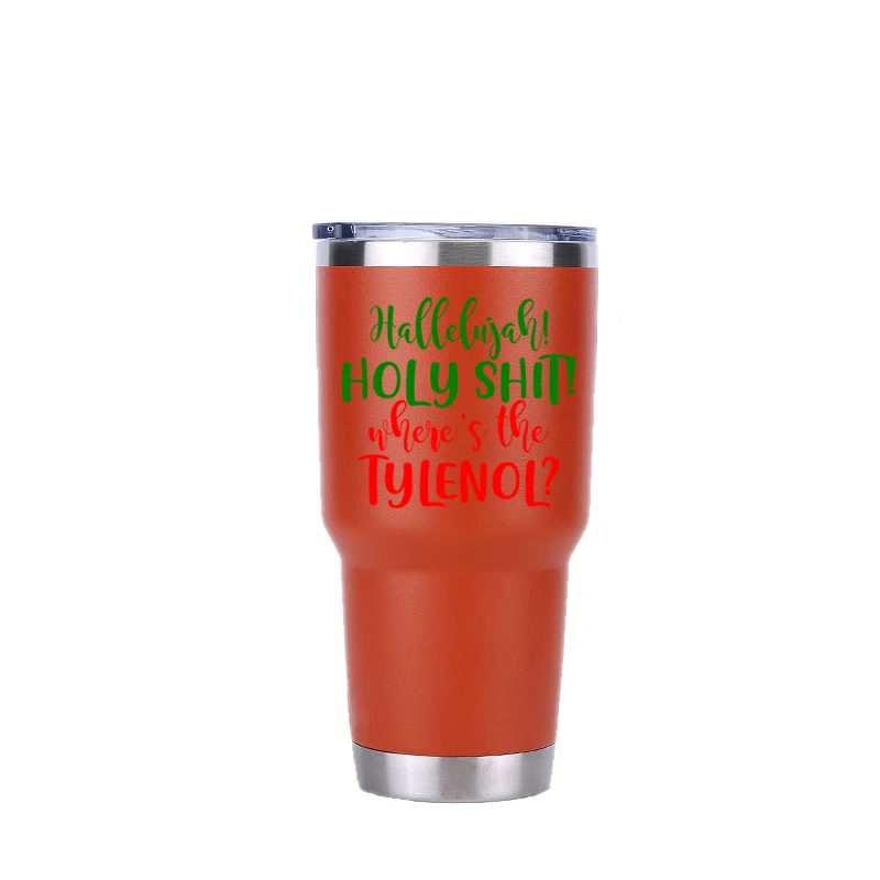 30 oz orange Рождество 20 унций стакан дорожная Автомобильная кружка с двойными стенками термосы изолированные нержавеющая сталь термос бутылка для воды Пиво кофе чашка - Цвет: 30 oz orange