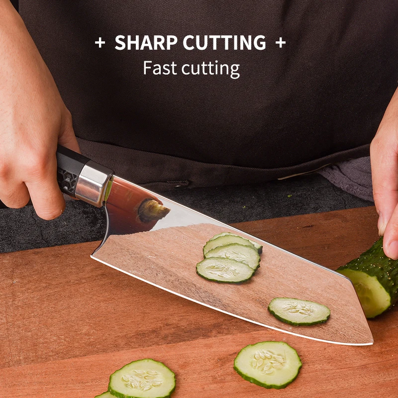 QVZ Chinese Kitchen Knife 4CR14 Stainless Steel Kitchen Knife Sharp Meat Cleaver Cooking Tool Slicing Knife Vegetable Knife