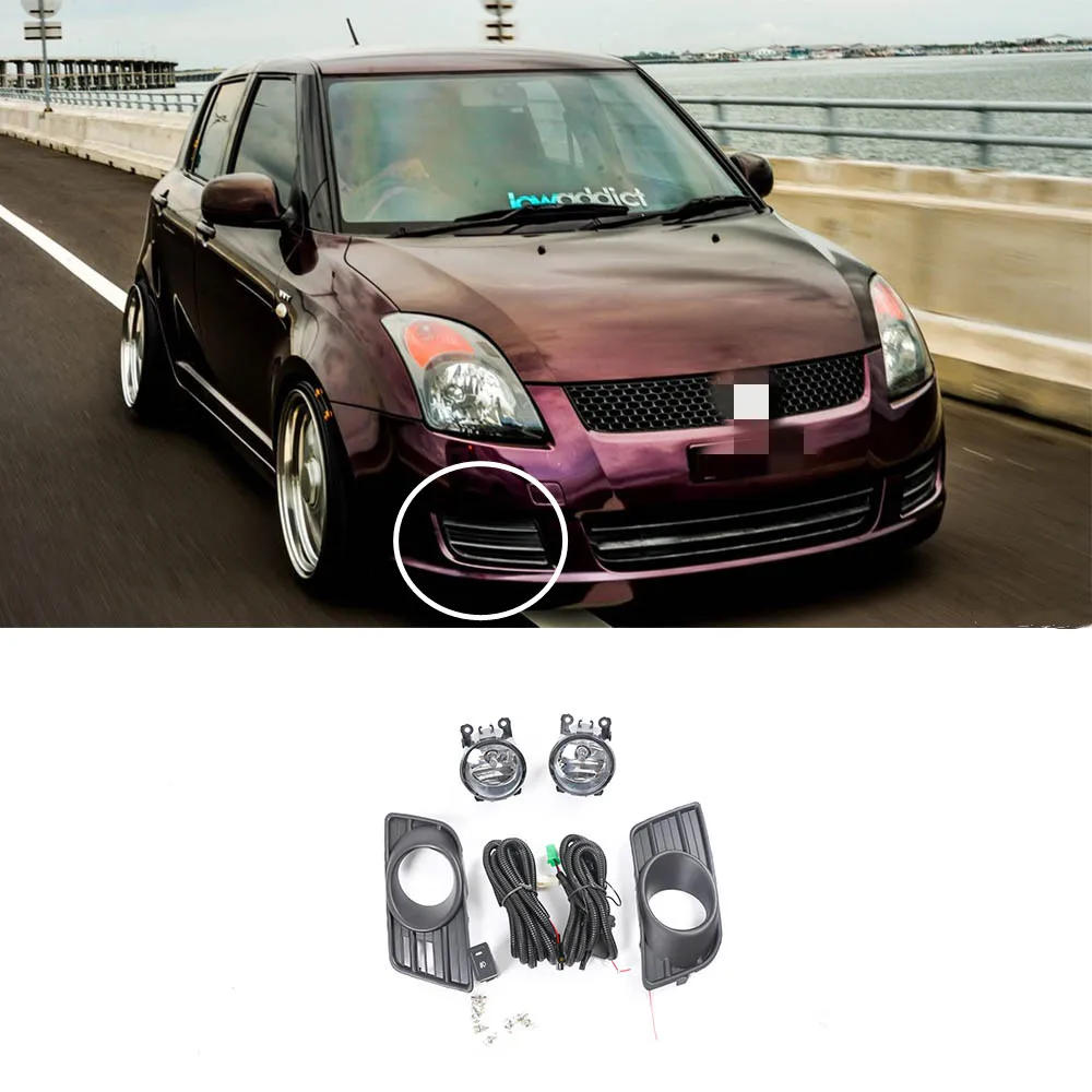 

Car Led Light Front Bumper Headlight For Suzuki Swift 2007 2008 2009 2010 Auto Halogen Fog Lamp With Cover Wire Harness Switch