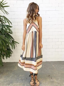 

Striped Beach Dress Women Tunic Beach Cover Up Summer Vacation Beach Wear Pareos De Playa Mujer Swim Set Cover Up