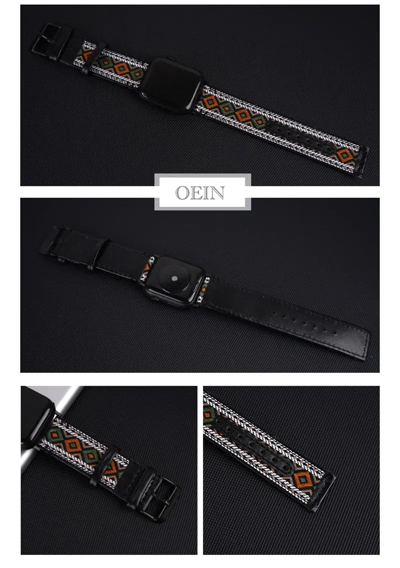 Creative personality cool leather national wind strap for Apple watch series 5 44mm 40mm iwatch band series 1234 38mm 40mm