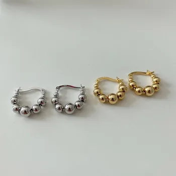 

Leouerry 925 Sterling Silver Round Bead Stud Earrings Minimalist French Style Earrings for Women Party Accessories Fine Jewelry