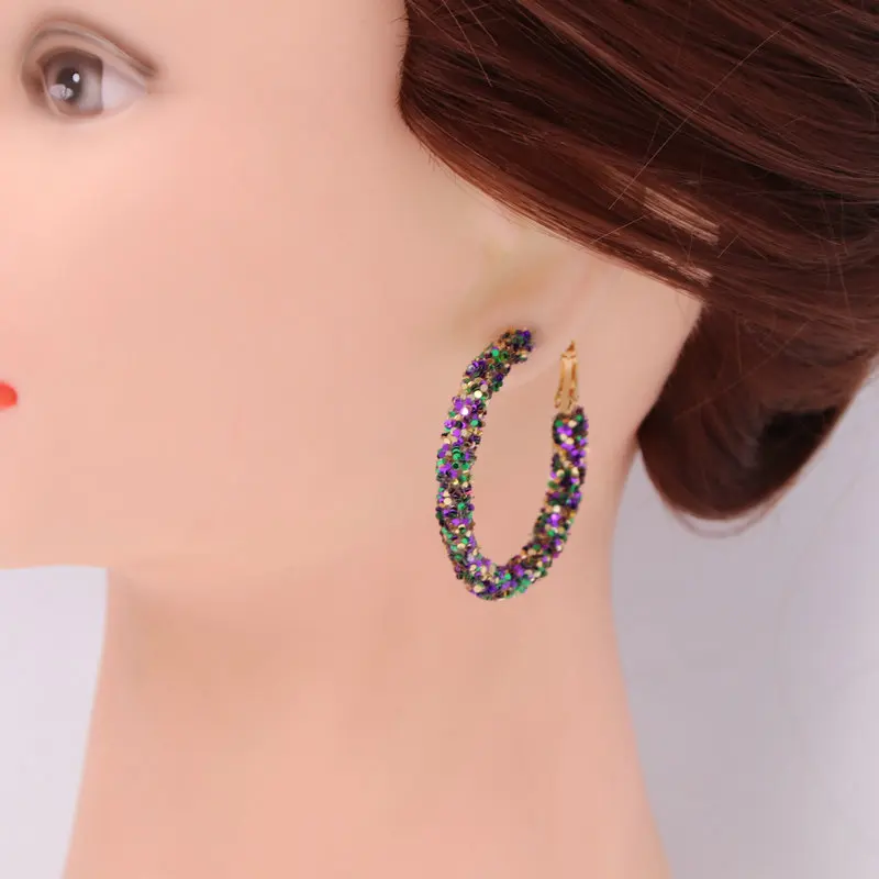 Xujiafu 2020 New Resin Earrings Woman Flash Hoops Earrings For Women Hoop Earrings Fashion Wedding Party Hot Sale Jewelry Gift