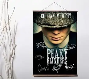 

More Style Peaky Blinders Tv signature Art Print canvas Poster Canvas Scroll Painting with wood