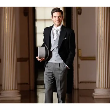 

New Black Men's Wedding Suits 3 Pieces Mens Suit Slim Fit (Jacket+Pants+Vest) Groom Tuxedos Business Groomsman Suit Custom made