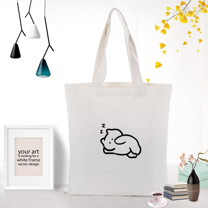 ILLUSTRATIONX088 Tote Bag Shopping Bag illustration art Canvas Handbag Text DIY Daily Use Custom Print Logo Eco Reusable Recycle - Цвет: ILLUSTRATIONX088