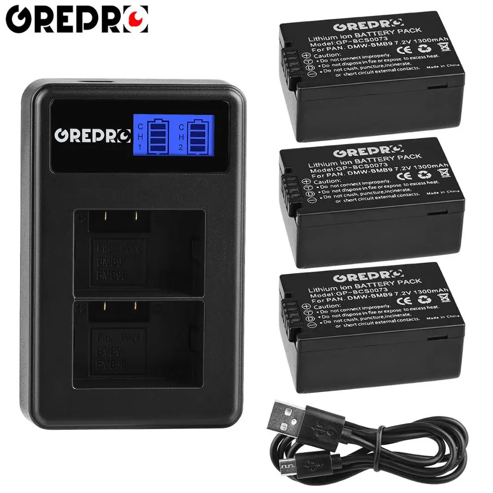 3B with charger DMW-BMB9 DMW-BMB9E ДМВ BMB9 Батарея+ ЖК-дисплей двойной Зарядное устройство для цифрового фотоаппарата Panasonic Lumix DMC FZ40K FZ45K FZ48K FZ60 FZ62 FZ70 FZ72 FZ100 FZ150 - Цвет: 3B with charger
