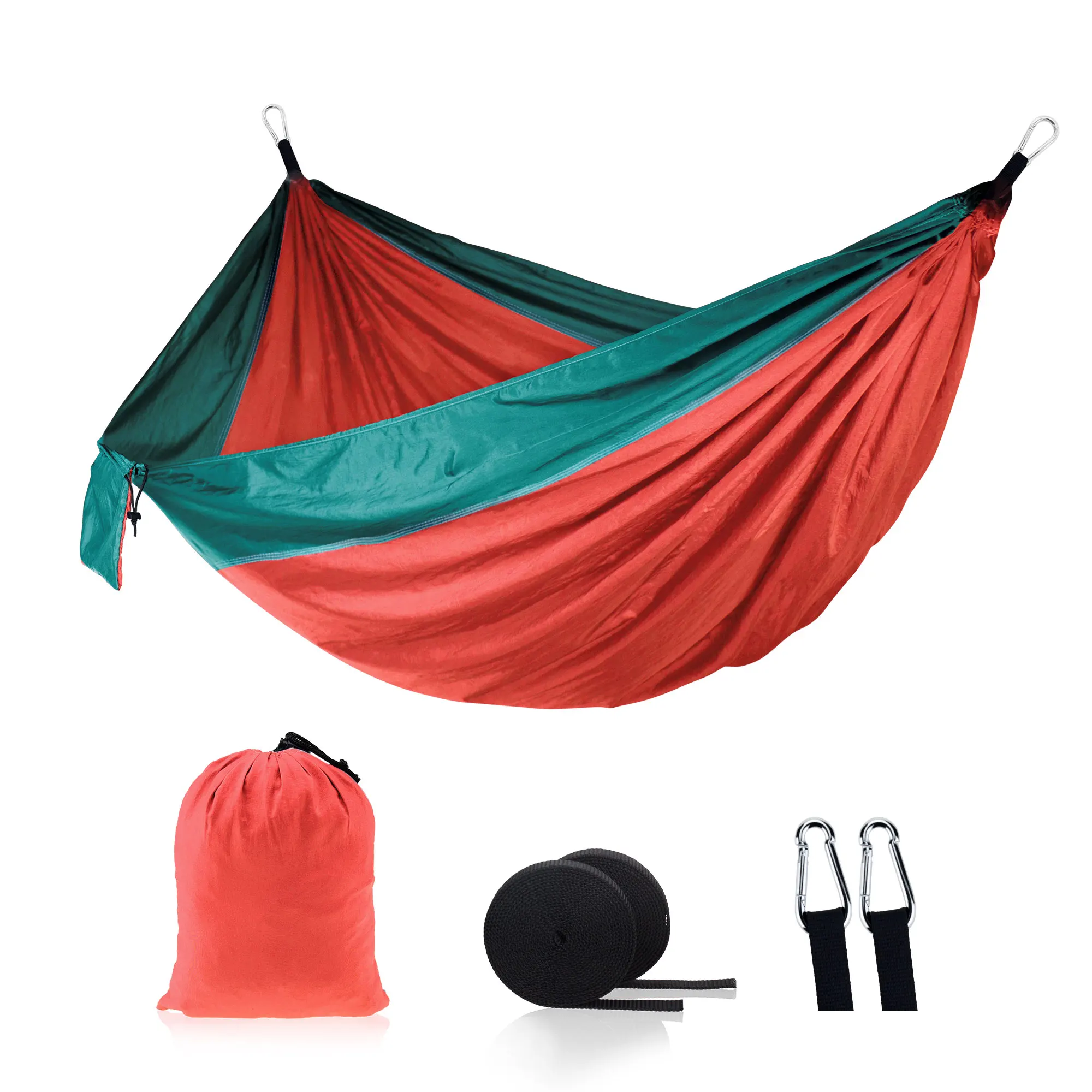 Red dark green Гамак открытый сад взрослых Портативный нейлон парашют ткань спальный Кемпинг путешествия качели гамак - Цвет: Red dark green