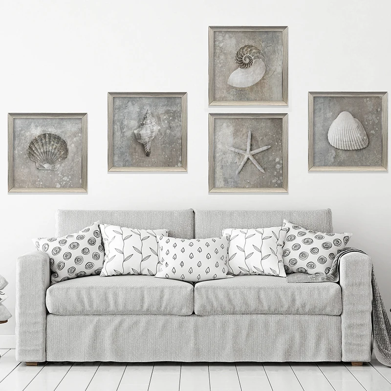 

Marine Life Painting Conch Starfish Retro Posters and Prints Nordic Canvas Wall Art Pictures for Living Room Modern Home Decor