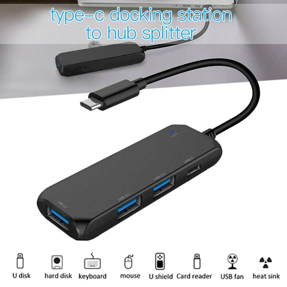 Портативный USB-C 4K концентратор type-C к USB 2,0 адаптер с 1 штекерным портом 4 гнезда WIF66