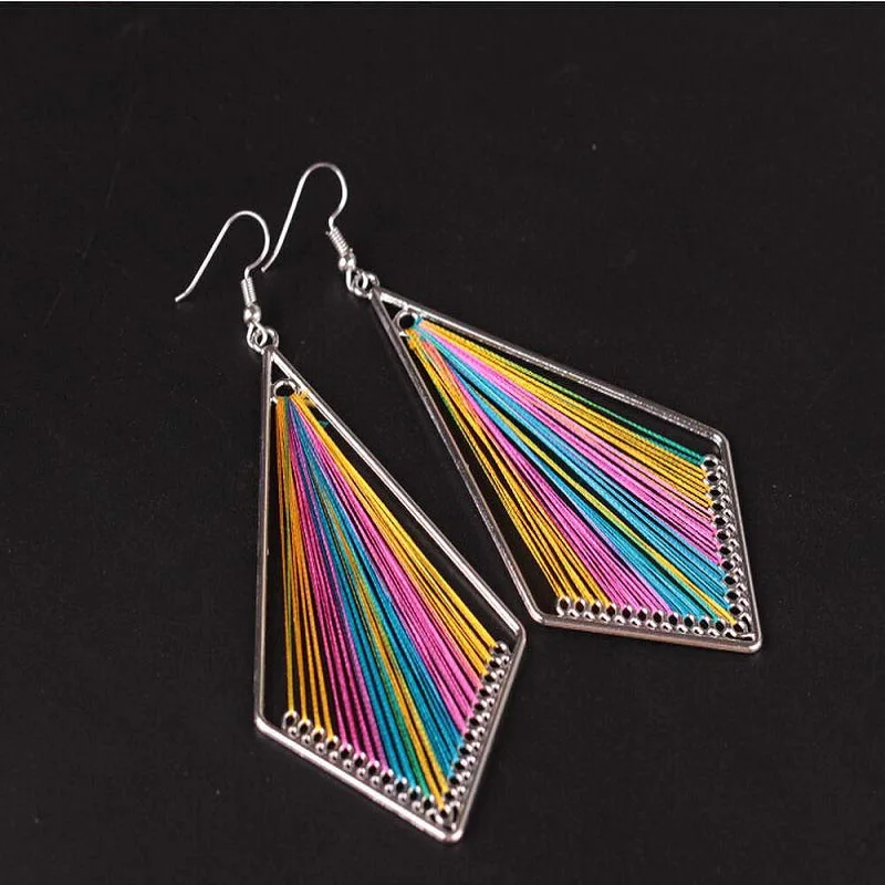 Earrings for Women Silk Cotton Thread Slimple Fashion Handmade Cotton Oval Exaggerated Teardrop Jewelry dangle earrings drop earrings long earrings dome teardrop earrings