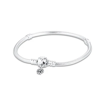 

Genuine 925 Sterling Silver Bracelets Daisy Flower Clasp Snake Chain Bracelet for Women DIY Charms Beads Jewelry pulseras
