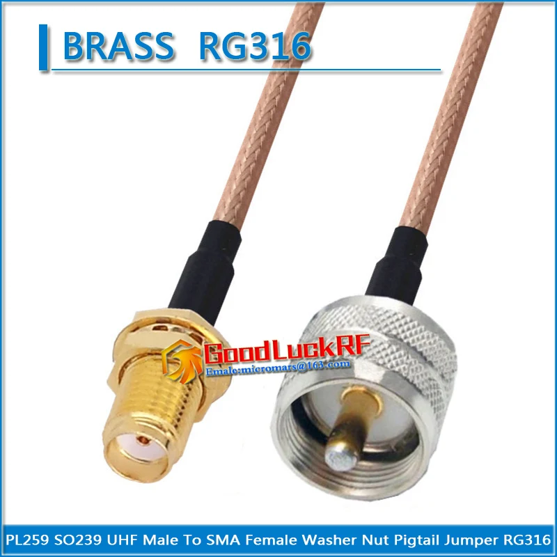 1X Pcs PL259 SO239 PL-259 SO-239 UHF Male to SMA Female Washer O-ring Bulkhead Mount Nut Plug Coaxial Pigtail Jumper RG316 Cable |