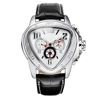 

Fashion Casual Men Mechanical Watch Triangle Dial Leather Automatic Wrist Watch Business Wristwatch Clock