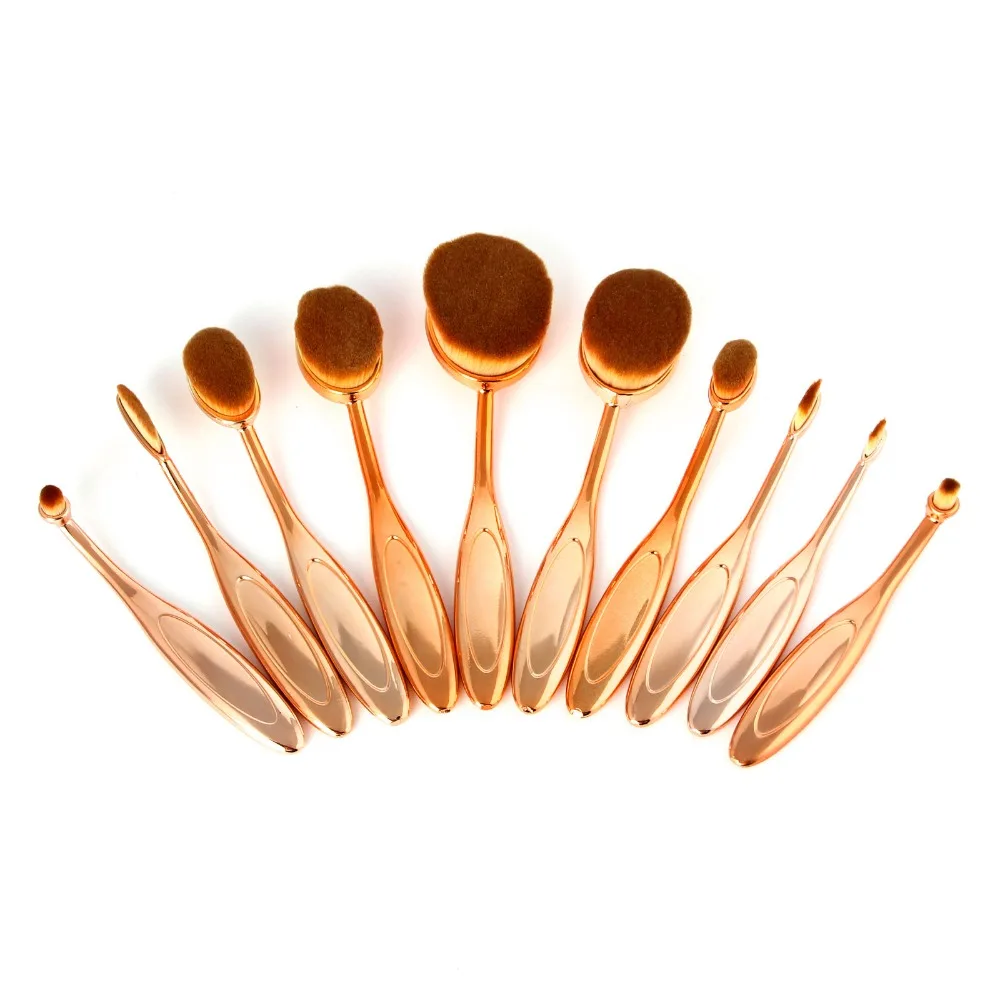 10PCS-1 10 шт., косметическая кисть овальной формы, кисть для пудры, Тональная основа, тени для век, набор кистей для макияжа, набор аксессуаров, Новинка - Handle Color: 10PCS-1