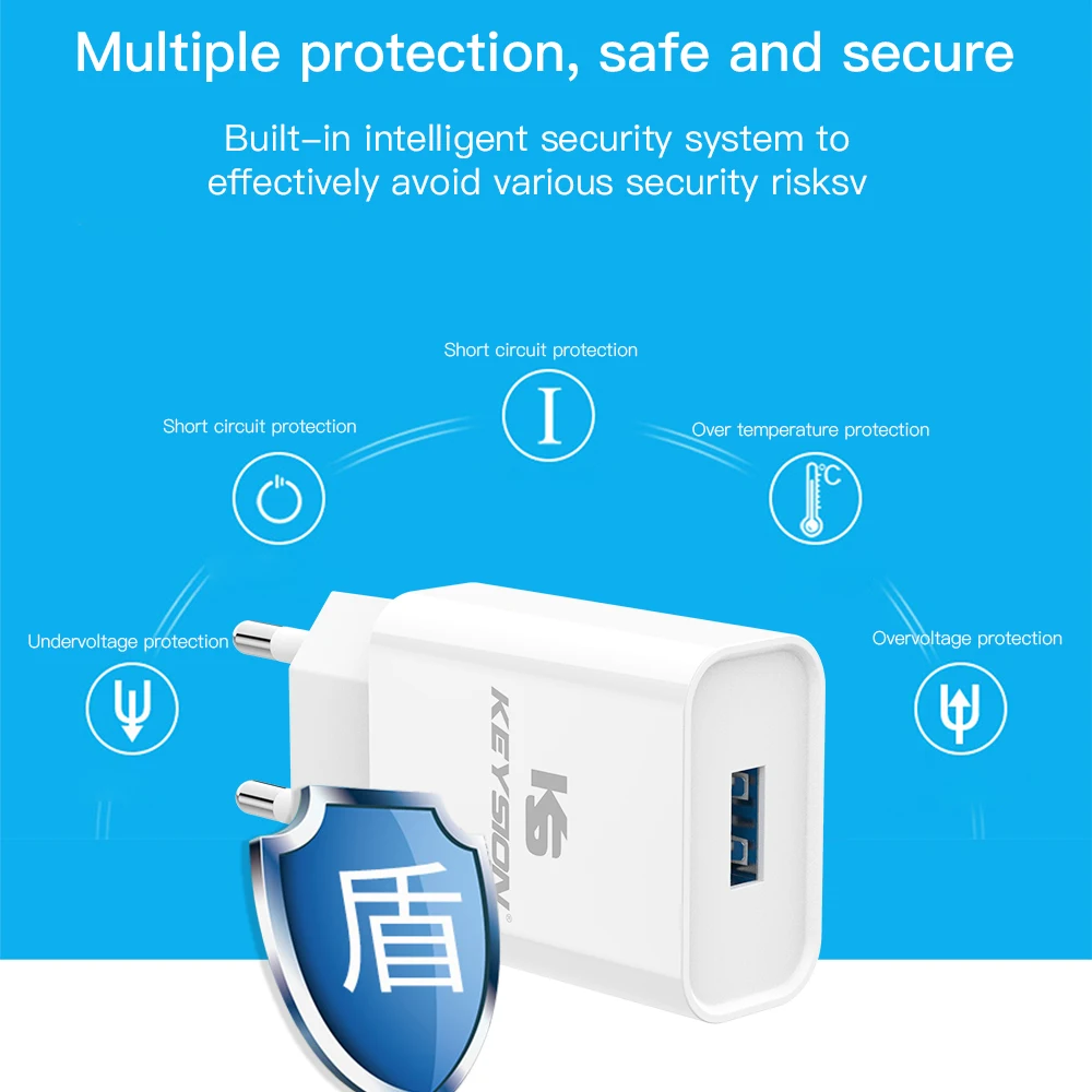 KEYSION 18 Вт Быстрая зарядка 3,0 Быстрая зарядка для мобильных телефонов штепсельная вилка европейского стандарта настенное USB зарядное устройство адаптер для iPhone samsung Xiaomi Redmi huawei
