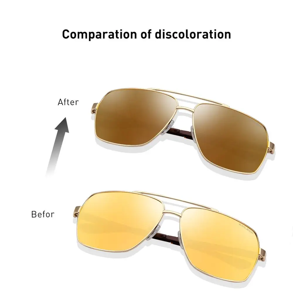 Cena CAPONI okulary do jazdy nocą fotochromowe spolaryzowane wyraźny obraz okulary kwadratowe metalowe wędkowanie okulary mężczyźni UV400 BSYS8002