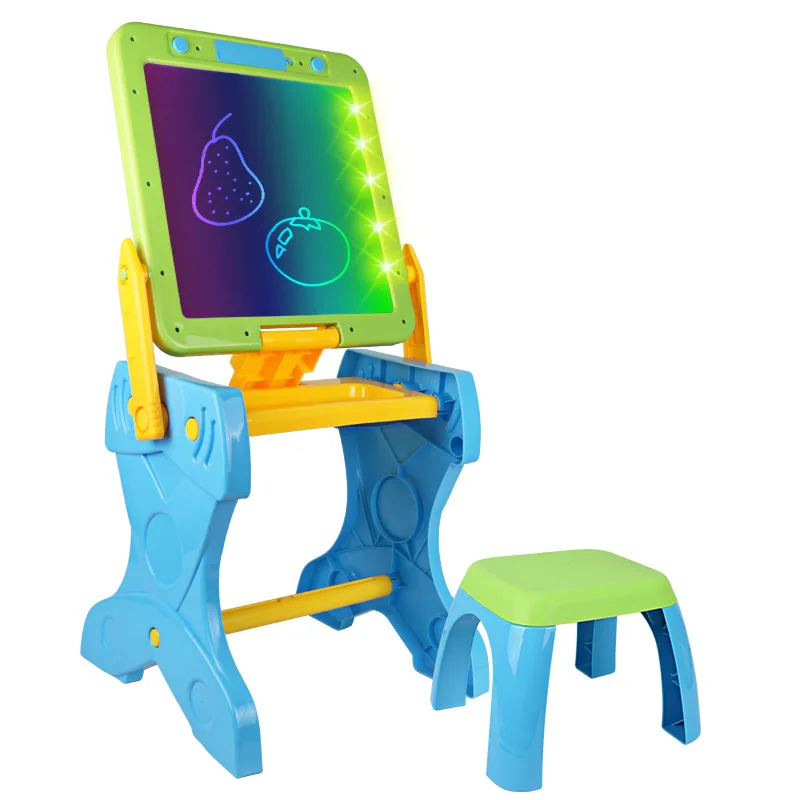 

Children Multi-functional Sketchpad Toy-in-Height Adjustable Wipable Fluorescent Graffiti Writing Board Table Plastic Early Chil