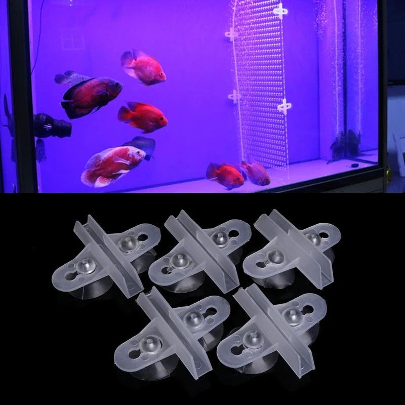 5pcs Aquarium Fish Tank Divider Suction Cup Divider Black Plastic Sheet Holder 