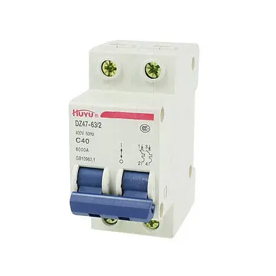 

AC 400V 40Amp 2-Pole 2P Overload Protection MCB Mini Circuit Breaker