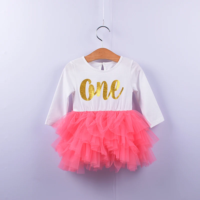 Новое модное платье-пачка для маленьких девочек комплект детской одежды для дня рождения, осеннее платье принцессы с длинными рукавами костюм с принтом