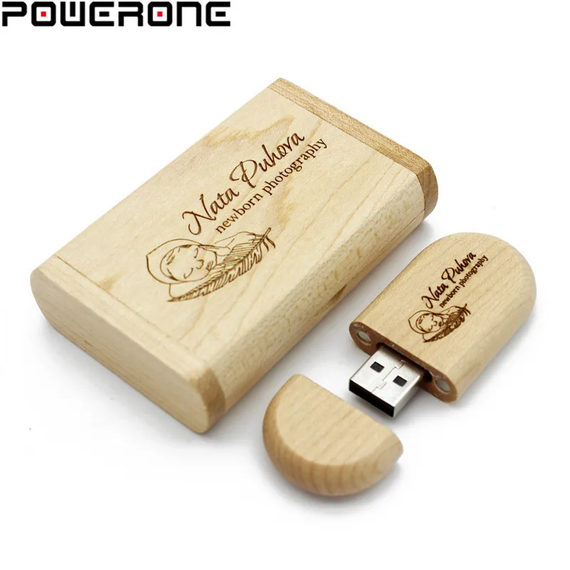 Usb флеш накопитель POWERONE деревянный с логотипом на заказ 4/16/32/64 ГБ|custom wooden usb|usb flash