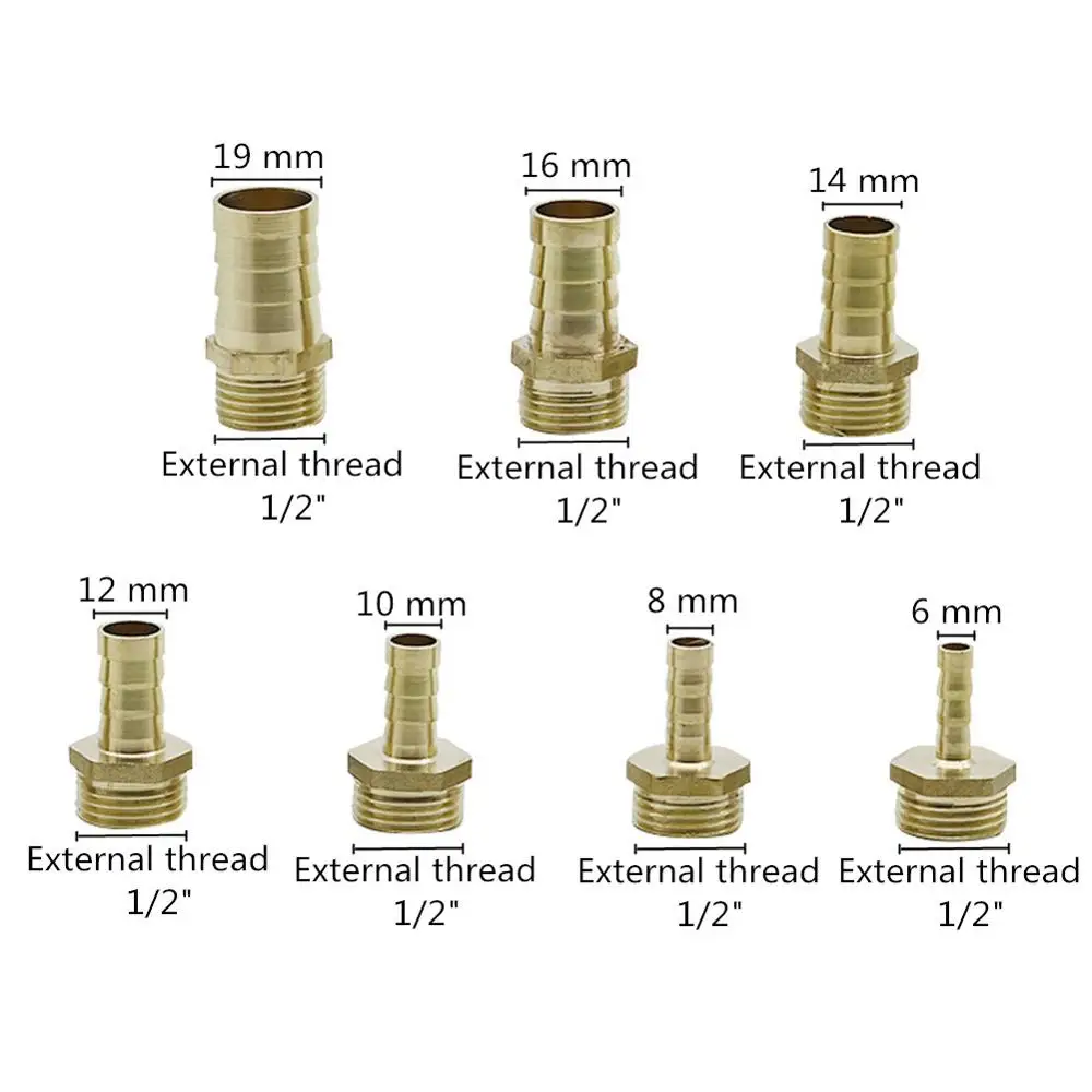 Латунный трубный фитинг 6 мм 8 мм 10 мм 12 мм 14 мм 16 мм 19 мм шланговый наконечник 1/" BSP Мужской Женский соединитель Соединительный медный переходник
