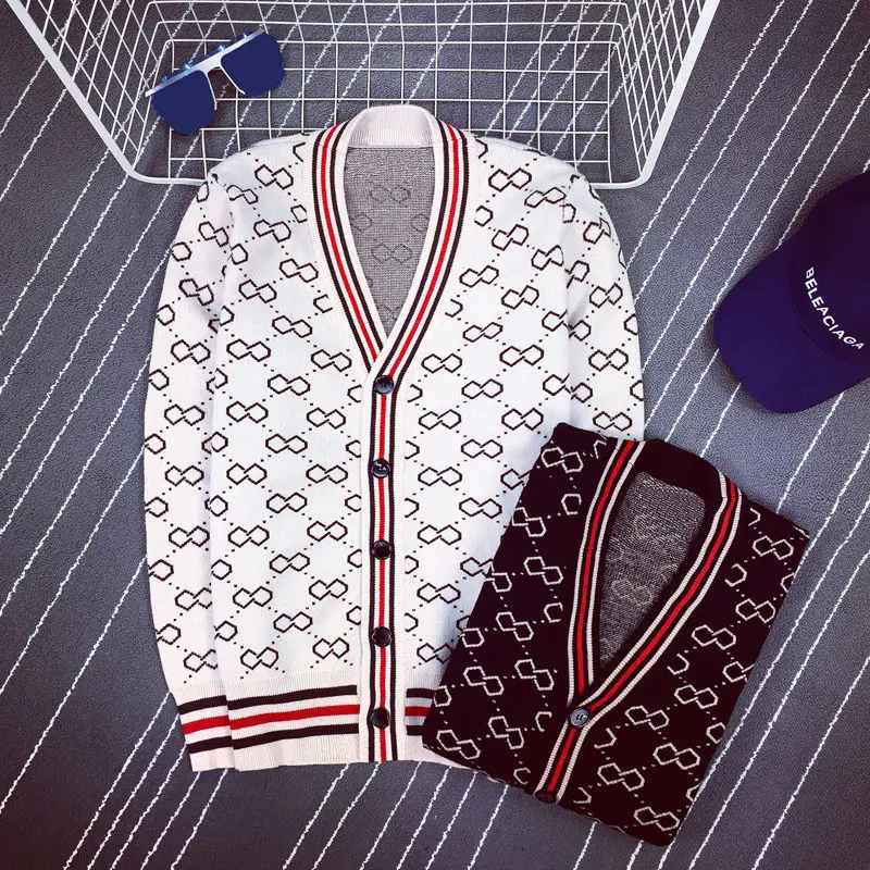 

New Men's Retro V-neck Knitted Cardigan All-Matching Sweater Cardigan Coat