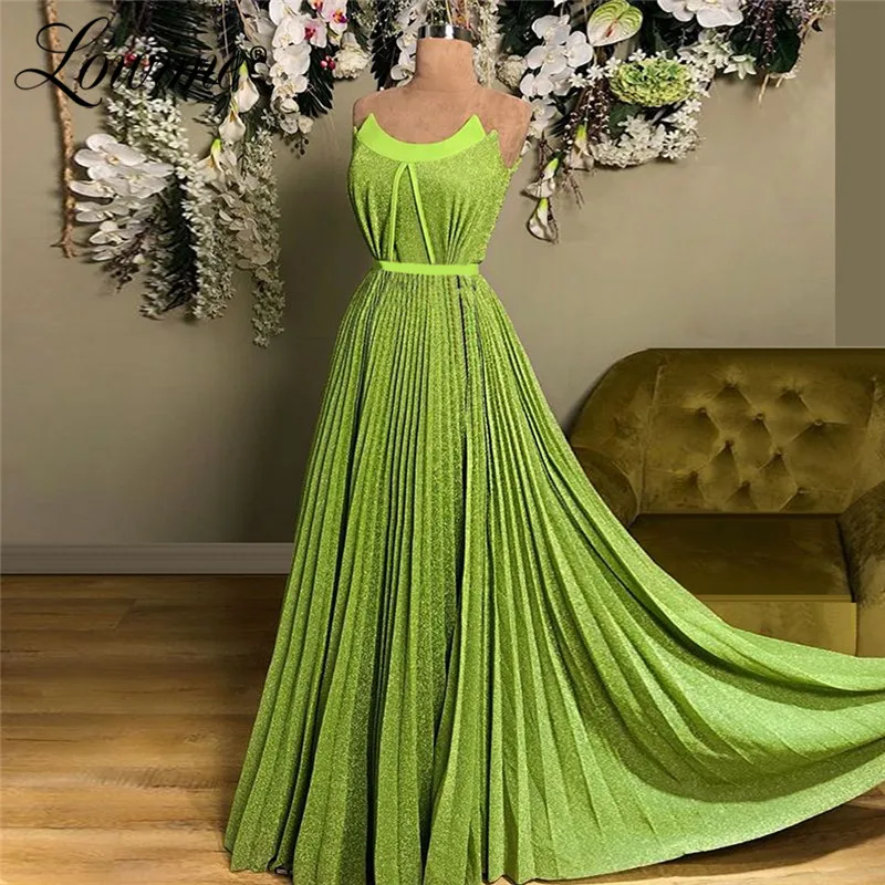 

Amazing Green Prom Dresses 2019 New Arrival Strapless Long Party Gowns Ruched African A Line Evening Dress Robe De Soiree