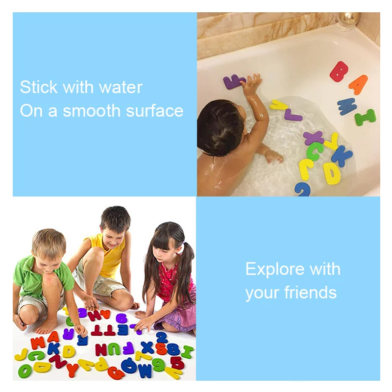 36pcs/Set Alphanumeric Letter Puzzle Baby Bath Toys Soft EVA Kids Baby Water Toys For Bathroom Early Educational Suction Up Toy 3