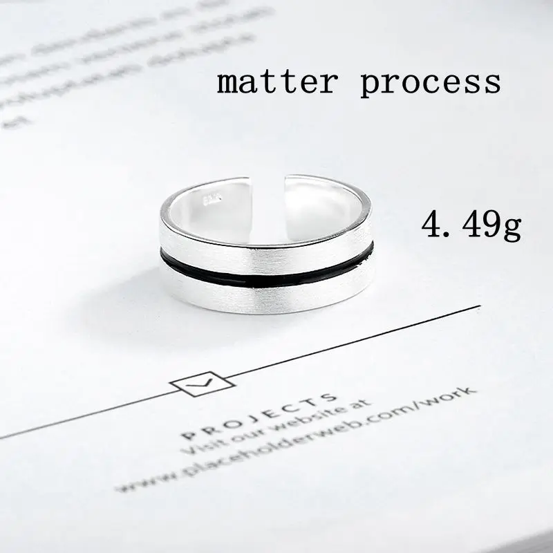 LouLeur Real 925 Silver Sterling Rings Minimalist Line High Quality Wide Ring for Women Casual Office Party Ring Fashion Jewelry