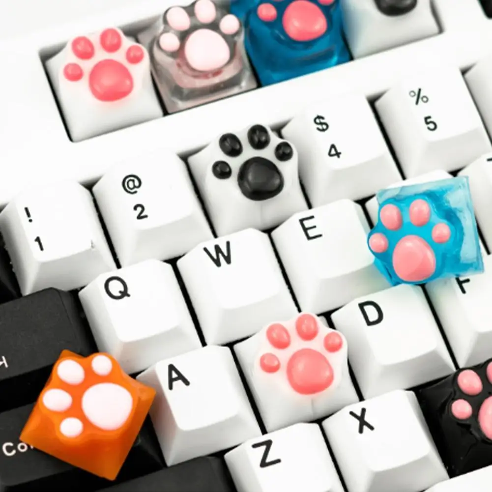 1pc Cute Diy Silicone Soft Cat Paw Key Cap Mechanical Keyboard Keycaps